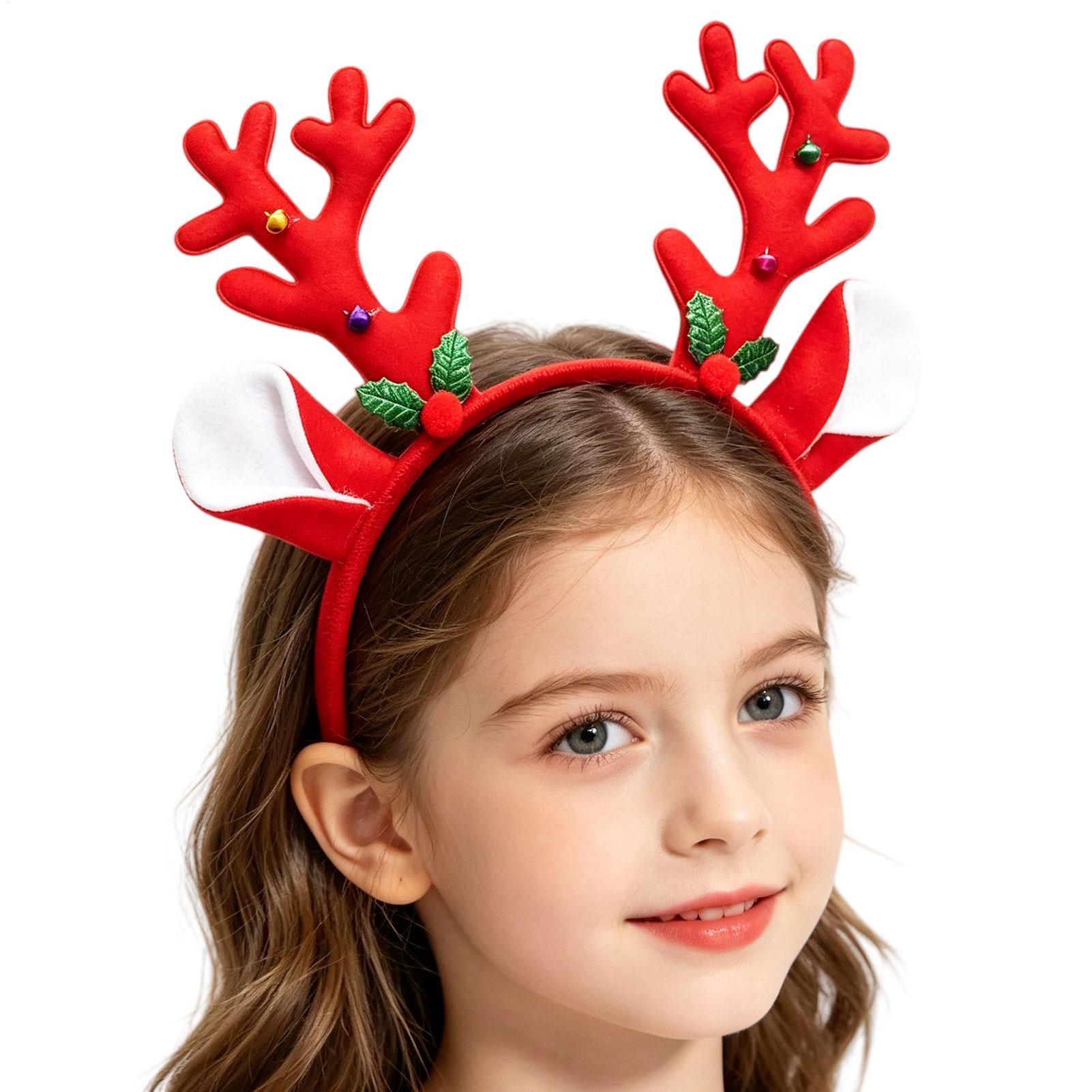 Reindeer Antlers Headband - ที่คาดผมเขากวางตกแต่งคริสต์มาส สำหรับปาร์ตี้ แต่งกายแฟนซี เครื่องประดับศีรษะ ที่คาดผมกวางเรนเดียร์พร้อมกระดิ่งการ์ตูน ของขวัญปีใหม่