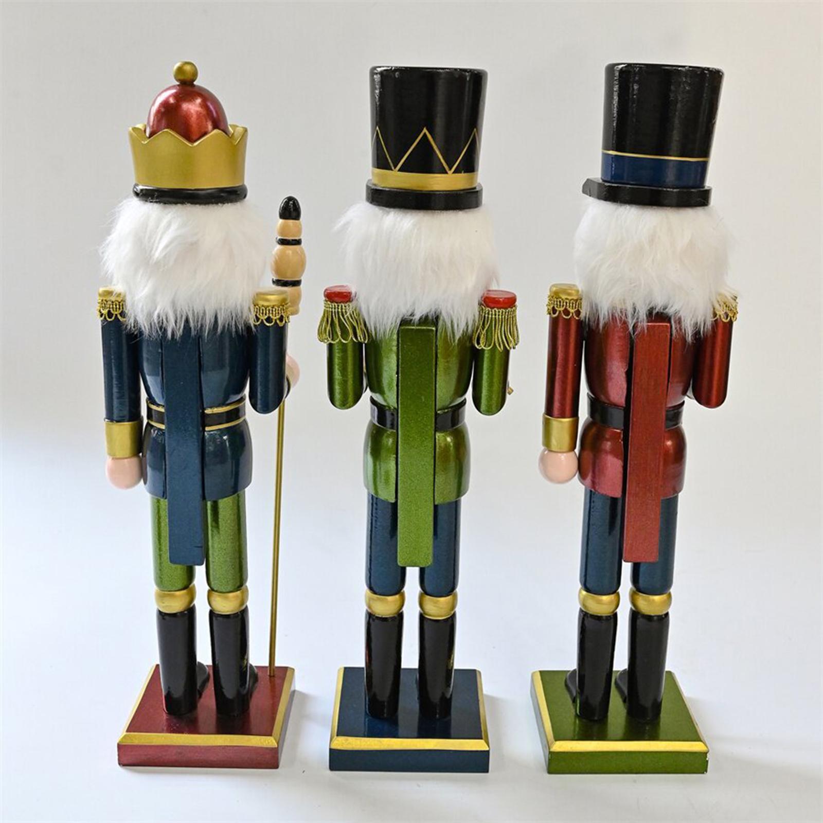 Nutcracker Figurine - ตุ๊กตาไม้ทหารนัทแครกเกอร์ตกแต่ง สำหรับตั้งโชว์บนต้นคริสต์มาส ชั้นวาง โต๊ะทำงาน ของประดับตกแต่งบ้าน รูปปั้นทำมือแบบดั้งเดิม