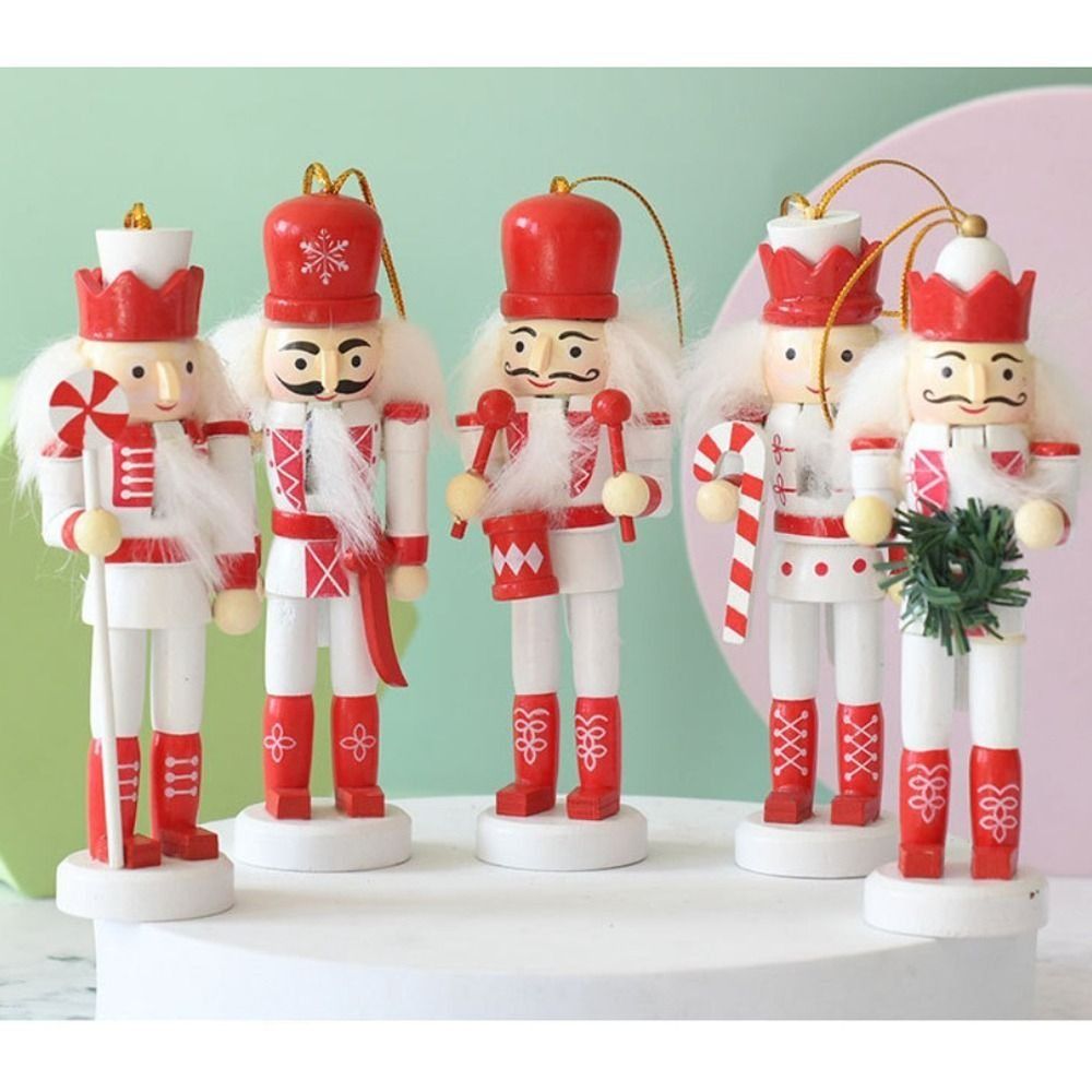 Nutcracker Figurine - 5 ชิ้น ตุ๊กตาทหารนัทแครกเกอร์คริสต์มาสทำมือ ลายวินเทจ สำหรับฤดูหนาว 13