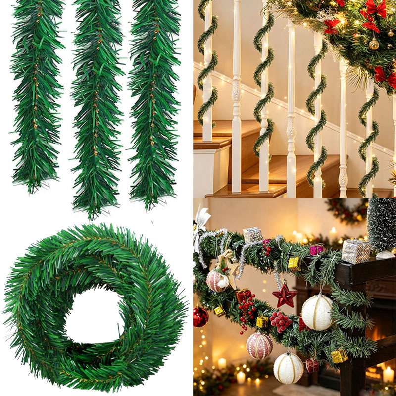 พวงมาลัยคริสต์มาสต้นสนเขียว ขอ - Tinsel Garland Decoration บทวิจารณ์และราคา